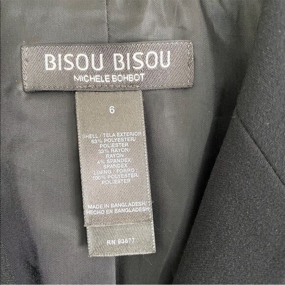 Bisou Bisou blazer size 8 bell sleeve button front cropped career office black - Picture 6 of 8